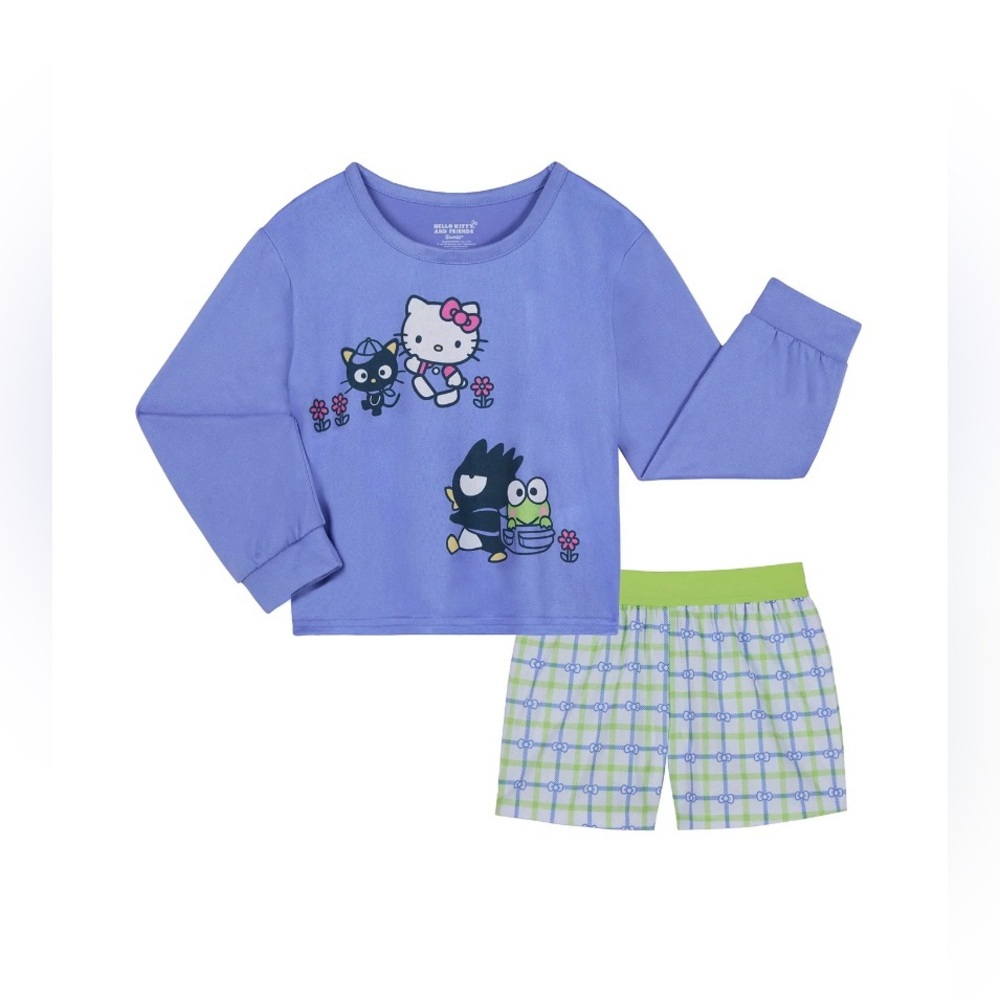 NWT Hello Kitty Friends Pajama Set Girls L 10-12 Periwinkle Sanrio
